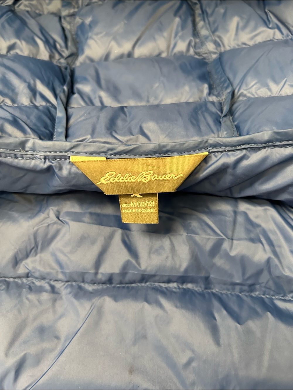 Eddie Bauer Kids M 10/12 Blue Camo Down Hooded Puffer Jacket - Picture 3 of 10